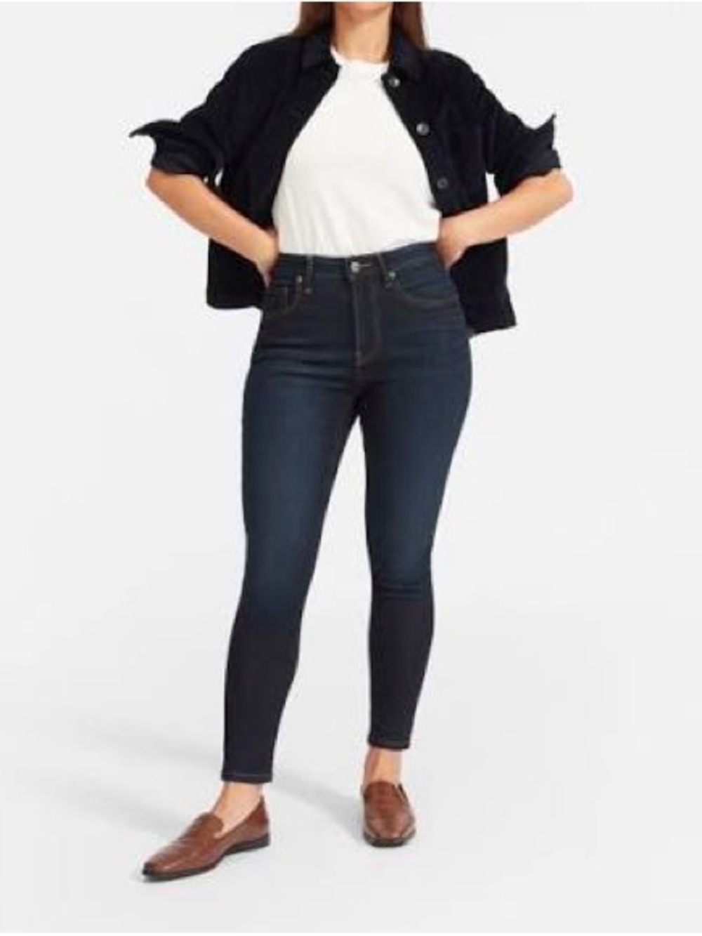 Everlane Curvy High-Rise Skinny Jean in Dark Wash